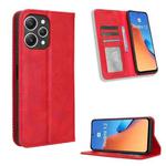 For Xiaomi Redmi 12 4G Magnetic Buckle Retro Texture Leather Phone Case(Red)