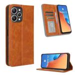 For Xiaomi Redmi 12 4G Magnetic Buckle Retro Texture Leather Phone Case(Brown)