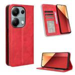 For Xiaomi Poco M6 Pro 4G Magnetic Buckle Retro Texture Leather Phone Case(Red)