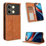 For Xiaomi Poco X6 Neo 5G Magnetic Buckle Retro Texture Leather Phone Case(Brown)