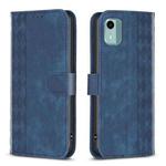 For Nokia C12 Plaid Embossed Leather Phone Case(Blue)