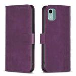 For Nokia C12 Plaid Embossed Leather Phone Case(Purple)