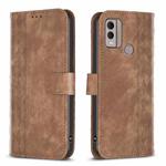 For Nokia C22 Plaid Embossed Leather Phone Case(Brown)