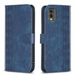 For Nokia C32 Plaid Embossed Leather Phone Case(Blue)