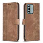 For Nokia G22 Plaid Embossed Leather Phone Case(Brown)