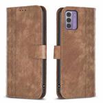 For Nokia G42/G310 Plaid Embossed Leather Phone Case(Brown)