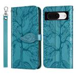 For Google Pixel 8 Life Tree Embossing Pattern Flip Leather Phone Case(Blue)