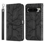 For Google Pixel 8 Pro Life Tree Embossing Pattern Flip Leather Phone Case(Black)