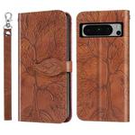 For Google Pixel 8 Pro Life Tree Embossing Pattern Flip Leather Phone Case(Brown)