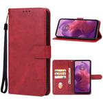 For Motorola Moto G24 Leather Phone Case(Red)