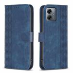 For Motorola Moto G14 4G Plaid Embossed Leather Phone Case(Blue)