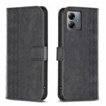 For Motorola Moto G14 4G Plaid Embossed Leather Phone Case(Black)