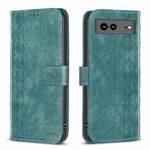 For Google Pixel 7a Plaid Embossed Leather Phone Case(Green)