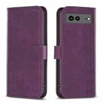 For Google Pixel 7a Plaid Embossed Leather Phone Case(Purple)