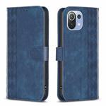 For Xiaomi 11 Lite Plaid Embossed Leather Phone Case(Blue)