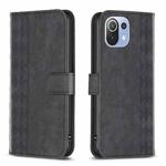 For Xiaomi 11 Lite Plaid Embossed Leather Phone Case(Black)