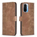 For Xiaomi 11i / Redmi K40 Plaid Embossed Leather Phone Case(Brown)