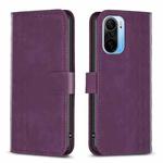 For Xiaomi 11i / Redmi K40 Plaid Embossed Leather Phone Case(Purple)