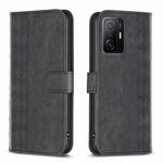 For Xiaomi 11T / 11T Pro Plaid Embossed Leather Phone Case(Black)