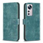 For Xiaomi 12 Plaid Embossed Leather Phone Case(Green)