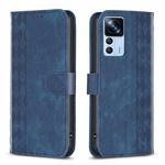 For Xiaomi 12T / 12T Pro Plaid Embossed Leather Phone Case(Blue)