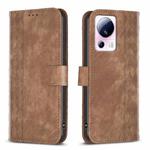 For Xiaomi 13 Lite 5G / Civi 2 Plaid Embossed Leather Phone Case(Brown)