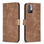 For Xiaomi Poco M3 Pro Plaid Embossed Leather Phone Case(Brown)