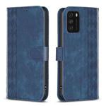 For Xiaomi Poco M3 CN Version Plaid Embossed Leather Phone Case(Blue)