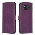 For Xiaomi Poco X3 / X3 NFC Plaid Embossed Leather Phone Case(Purple)