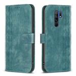 For Xiaomi Redmi 9 Plaid Embossed Leather Phone Case(Green)