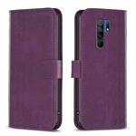 For Xiaomi Redmi 9 Plaid Embossed Leather Phone Case(Purple)