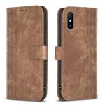 For Xiaomi Redmi 9A Plaid Embossed Leather Phone Case(Brown)