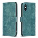 For Xiaomi Redmi 9A Plaid Embossed Leather Phone Case(Green)