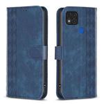 For Xiaomi Redmi 9C Plaid Embossed Leather Phone Case(Blue)