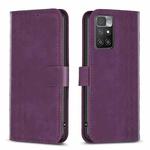 For Xiaomi Redmi 10 2022 Plaid Embossed Leather Phone Case(Purple)