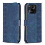 For Xiaomi Redmi 10C Plaid Embossed Leather Phone Case(Blue)