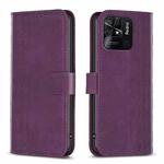 For Xiaomi Redmi 10C Plaid Embossed Leather Phone Case(Purple)