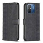 For Xiaomi Redmi 12C Plaid Embossed Leather Phone Case(Black)