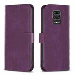 For Xiaomi Redmi Note 9 Pro Plaid Embossed Leather Phone Case(Purple)