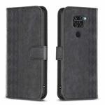 For Xiaomi Redmi Note 9 Plaid Embossed Leather Phone Case(Black)