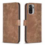 For Xiaomi Redmi Note 10 4G Plaid Embossed Leather Phone Case(Brown)