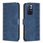 For Xiaomi Redmi Note 11 Plaid Embossed Leather Phone Case(Blue)