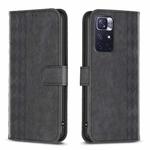 For Xiaomi Redmi Note 11 Plaid Embossed Leather Phone Case(Black)