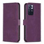 For Xiaomi Redmi Note 11 Plaid Embossed Leather Phone Case(Purple)