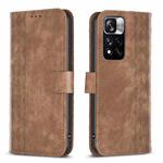 For Xiaomi Redmi Note 11 Pro Plaid Embossed Leather Phone Case(Brown)