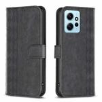 For Xiaomi Redmi Note 12 4G Global Plaid Embossed Leather Phone Case(Black)