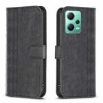 For Xiaomi Redmi Note 12 5G Global Plaid Embossed Leather Phone Case(Black)