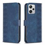 For Xiaomi Redmi Note 12 Pro+ Global Plaid Embossed Leather Phone Case(Blue)