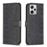 For Xiaomi Redmi Note 12 Pro+ Global Plaid Embossed Leather Phone Case(Black)