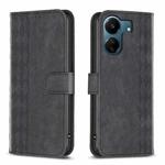 For Xiaomi Redmi 13C Plaid Embossed Leather Phone Case(Black)